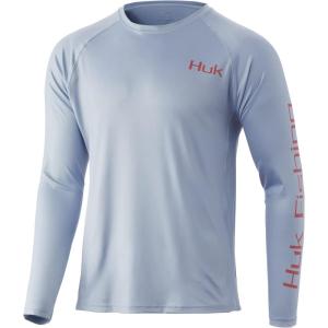 image:imageHuk Mens Pursuit Hogzilla  Long Sleeve Performance Fishing Shirt with 30 UPF Sun Protection Seashell Pink SmallTrout  Coastal Sky