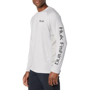 image:imageHuk Mens Pursuit Hogzilla  Long Sleeve Performance Fishing Shirt with 30 UPF Sun Protection Seashell Pink SmallTuna Tail  Oyster
