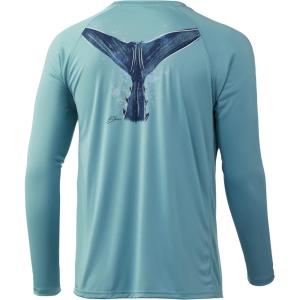 image:imageHuk Mens Pursuit Hogzilla  Long Sleeve Performance Fishing Shirt with 30 UPF Sun Protection Seashell Pink SmallTuna Tail  Porcelain Blue