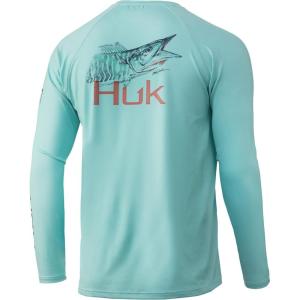 image:imageHuk Mens Pursuit Hogzilla  Long Sleeve Performance Fishing Shirt with 30 UPF Sun Protection Seashell Pink SmallWahoo  Beach Glass