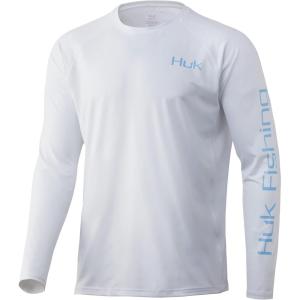 image:imageHuk Mens Pursuit Hogzilla  Long Sleeve Performance Fishing Shirt with 30 UPF Sun Protection Seashell Pink SmallWahoo  White