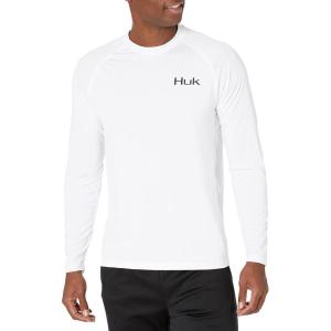 image:imageHuk Mens Pursuit Hogzilla  Long Sleeve Performance Fishing Shirt with 30 UPF Sun Protection Seashell Pink SmallX Bass  White