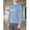 image:imageHUK mens Pursuit Heather Hoodie Sun Protecting Fishing Shirt With HoodSet Sail Heather