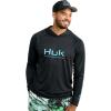 image:imageHUK Mens Pursuit Vented Long Sleeve Hoodie Fishing Shirt with HoodBlack