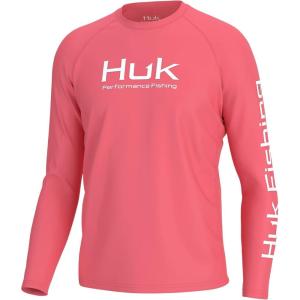 image:imageHUK Mens Pursuit Vented Long Sleeve Fishing Shirt 30 UPFSunwashed Red