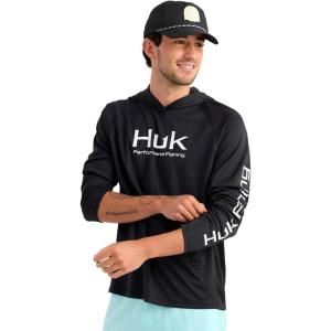 image:imageHUK Mens Pursuit Vented Long Sleeve Hoodie Fishing Shirt with HoodBlack 30