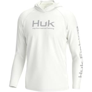 image:imageHUK Mens Pursuit Vented Long Sleeve Hoodie Fishing Shirt with HoodWhite