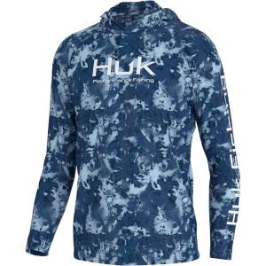 image:imageHUK mens Pursuit Heather Hoodie Sun Protecting Fishing Shirt With HoodFin Flats  Set Sail