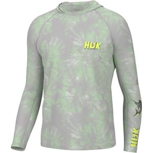 image:imageHUK mens Pursuit Heather Hoodie Sun Protecting Fishing Shirt With HoodFish Line  Patina