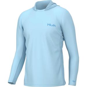 image:imageHuk Mens Icon X Hoodie  LongSleeve Performance Shirt with UPF 30 Sun ProtectionCrystal Blue