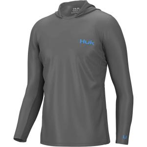 image:imageHuk Mens Icon X Hoodie  LongSleeve Performance Shirt with UPF 30 Sun ProtectionVolcanic Ash