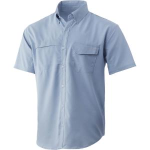 image:imageHUK Mens Tide Point Pattern Short Sleeve Shirt Fishing Button DownBlue Fog