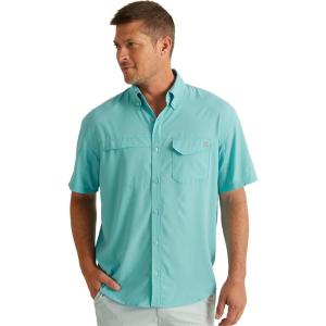 image:imageHUK Mens Tide Point Pattern Short Sleeve Shirt Fishing Button DownMarine Blue