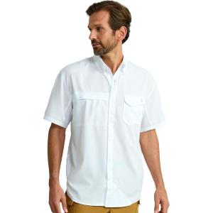 image:imageHUK Mens Tide Point Pattern Short Sleeve Shirt Fishing Button DownWhite