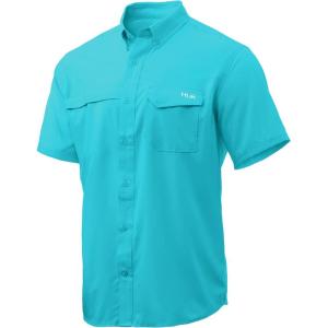 image:imageHUK UnisexAdult Tide Point Short Sleeve Shirt  Performance Button DownBlue Radiance
