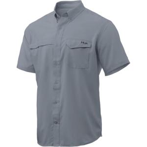 image:imageHUK UnisexAdult Tide Point Short Sleeve Shirt  Performance Button DownGrey