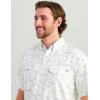 image:imageHUK  Mens Tide Point Pattern Short Sleeve Shirt Fishing Button DownKc  White 20