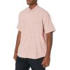 image:imageHUK  Mens Tide Point Pattern Short Sleeve Shirt Fishing Button DownMini Check  Baked Clay