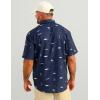 image:imageHUK  Mens Tide Point Pattern Short Sleeve Shirt Fishing Button DownNaval Academy