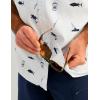image:imageHUK  Mens Tide Point Pattern Short Sleeve Shirt Fishing Button DownWhite