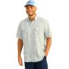 image:imageHUK  Mens Tide Point Pattern Short Sleeve Shirt Fishing Button DownHarbor Mist