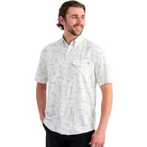 image:imageHUK  Mens Tide Point Pattern Short Sleeve Shirt Fishing Button DownKc  White 20