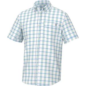 image:imageHUK  Mens Tide Point Pattern Short Sleeve Shirt Fishing Button DownLatitude  Bermuda