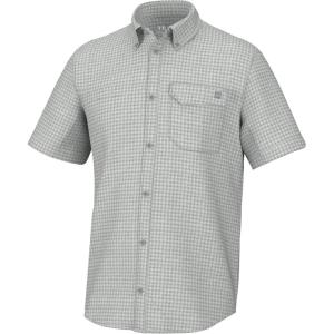 image:imageHUK  Mens Tide Point Pattern Short Sleeve Shirt Fishing Button DownMini Check  Harbor Mist