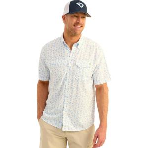 image:imageHUK  Mens Tide Point Pattern Short Sleeve Shirt Fishing Button DownYellowfin