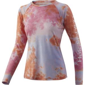 image:imageHUK Mens Pursuit Long Sleeve ShirtPerformance Shirt  Sun ProtectionFusion Coral