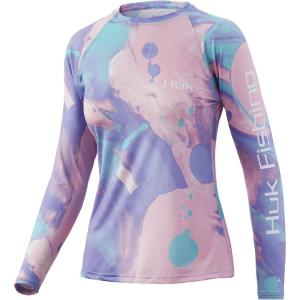 image:imageHUK Mens Pursuit Long Sleeve ShirtPerformance Shirt  Sun ProtectionLava  Blue Radiance