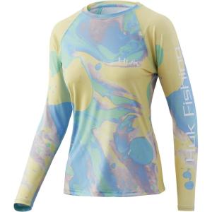 image:imageHUK Mens Pursuit Long Sleeve ShirtPerformance Shirt  Sun ProtectionLava  Electric Green
