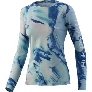 image:imageHUK Mens Pursuit Long Sleeve ShirtPerformance Shirt  Sun ProtectionLava  Seafoam