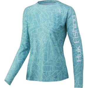 image:imageHUK Mens Pursuit Long Sleeve ShirtPerformance Shirt  Sun ProtectionLinear Leaf  Beach Glass