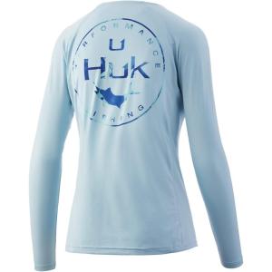 image:imageHUK Mens Pursuit Long Sleeve ShirtPerformance Shirt  Sun ProtectionMarlin Badge  Ice Blue