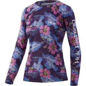image:imageHUK Mens Pursuit Long Sleeve ShirtPerformance Shirt  Sun ProtectionPrinted  Blackberry