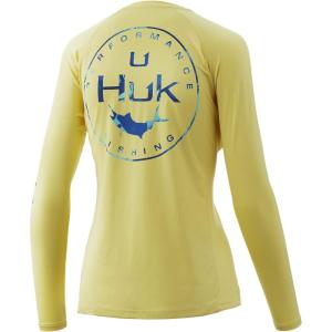 image:imageHUK Womens Pursuit Long Sleeve ShirtPerformance Shirt  Sun ProtectionMarlin Badge  Canary