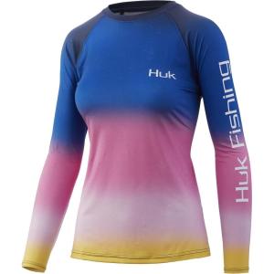 image:imageHUK Womens Pursuit Long Sleeve ShirtPerformance Shirt  Sun ProtectionPrinted  Habanero Gold