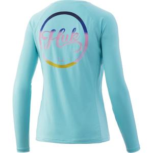 image:imageHUK Womens Pursuit Long Sleeve ShirtPerformance Shirt  Sun ProtectionScript  Blue Radiance