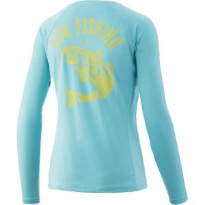 image:imageHUK Womens Pursuit Long Sleeve ShirtPerformance Shirt  Sun ProtectionVintage Red Fish  Blue Radiance