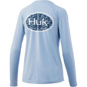 image:imageHUK Womens Pursuit Pattern Long Sleeve Shirt Fishing Shirt for WomenScaled Logo  Coastal Sky