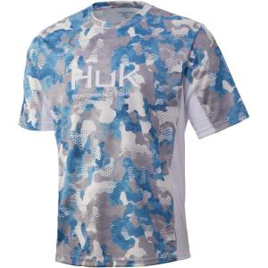 image:imageHUK Mens Icon X Camo Shirt  ShortSleeve Performance Fishing ShirtIce Boat  Refraction