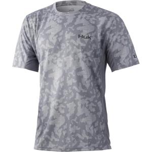 image:imageHUK Mens Icon X Camo Shirt  ShortSleeve Performance Fishing ShirtRunning Lakes Overcast Grey