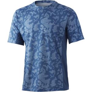 image:imageHUK Mens Icon X Camo Shirt  ShortSleeve Performance Fishing ShirtRunning Lakes Titanium Blue
