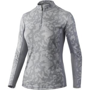 image:imageHUK Womens Icon 14 Zip Long Sleeve Fishing Shirt with Sun ProtectionRunning Lakes  Overcast Grey