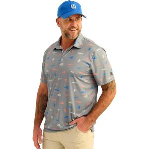 image:imageHUK Mens Pursuit Pattern Performance Short Sleeve Polo ShirtGrey
