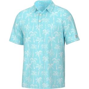 image:imageHUK Mens Pursuit Pattern Performance Short Sleeve Polo ShirtPalm Wash  Island Paradise