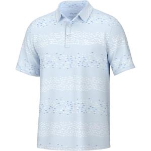 image:imageHUK Mens Pursuit Pattern Performance Short Sleeve Polo ShirtUp Stream  Ice Water