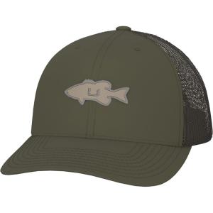image:imageHUK Mens Mesh Trucker Snapback Hat  AntiGlare Fishing HatHuk Bass Logo  Moss