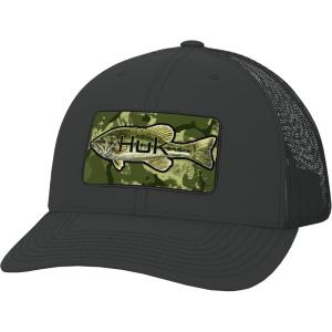 image:imageHUK Mens Mesh Trucker Snapback Hat  AntiGlare Fishing HatKc Bass Camo  Black